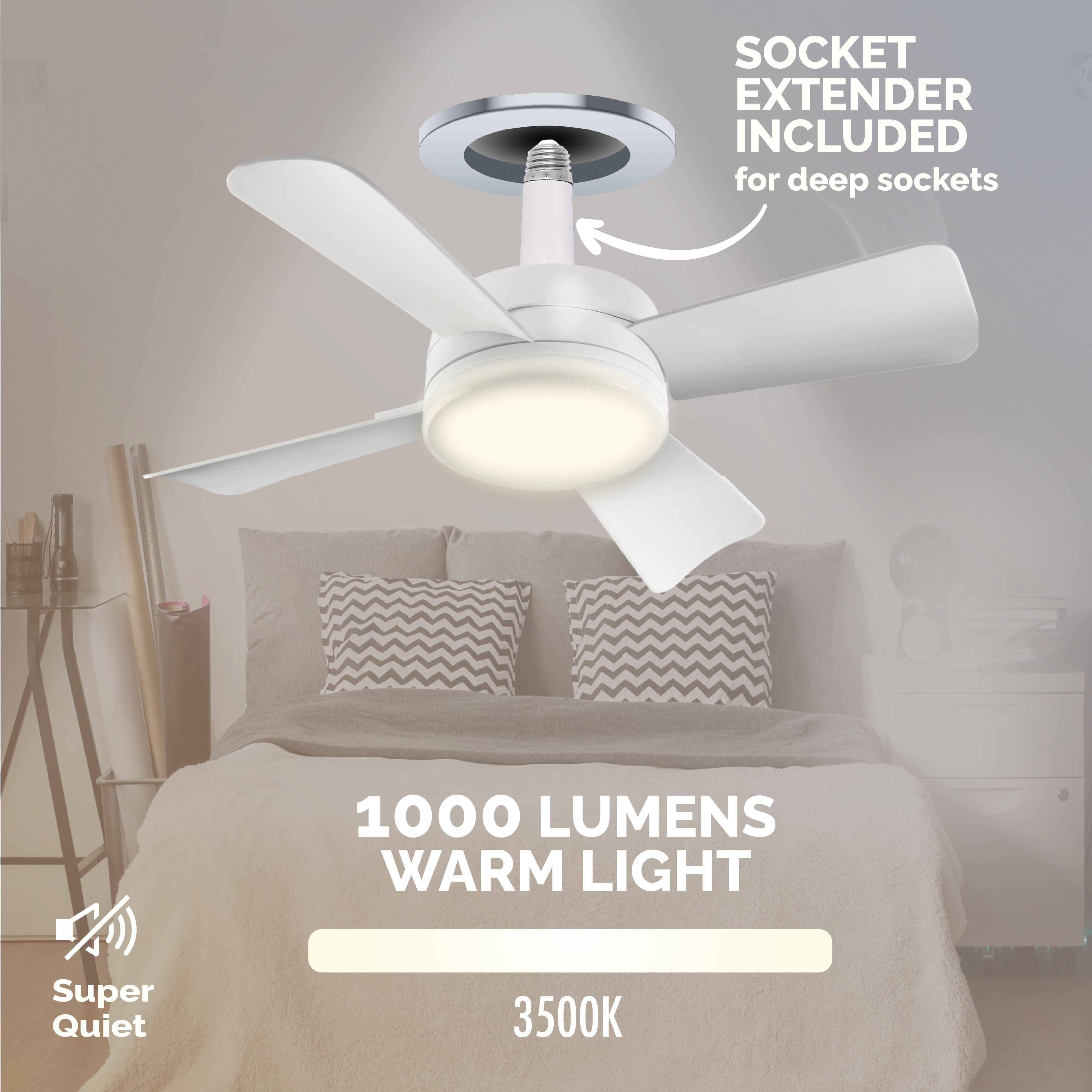 Socket fan 2-in-1 Portable Ceiling Fan & Light